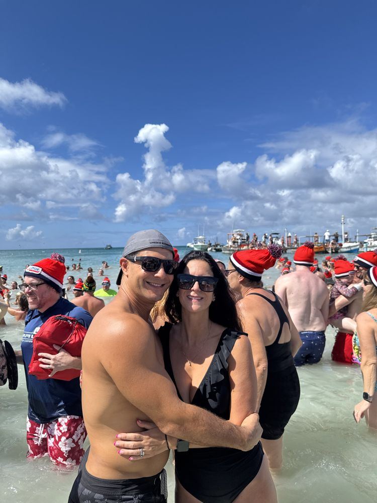 Rob and Nadine at the New Year’s Day swim in Aruba